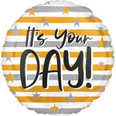18" It's Your Day Gold and Silver Stripes