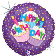 18" Happy Birthday Cupcake Holographic