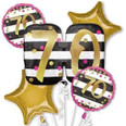 Pink & Gold Milestone 70th Birthday Balloon Bouquet