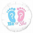 He or She Footprints Gender Reveal Balloon