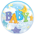 22" Baby Boy Moon & Stars Bubble Balloon