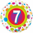18" Round Foil Age 7 Colorful Dots