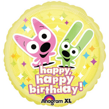 This bright yellow 18" foil balloon with the Hoops and Yoyo characters is sure to bring a smile to the recipients face.