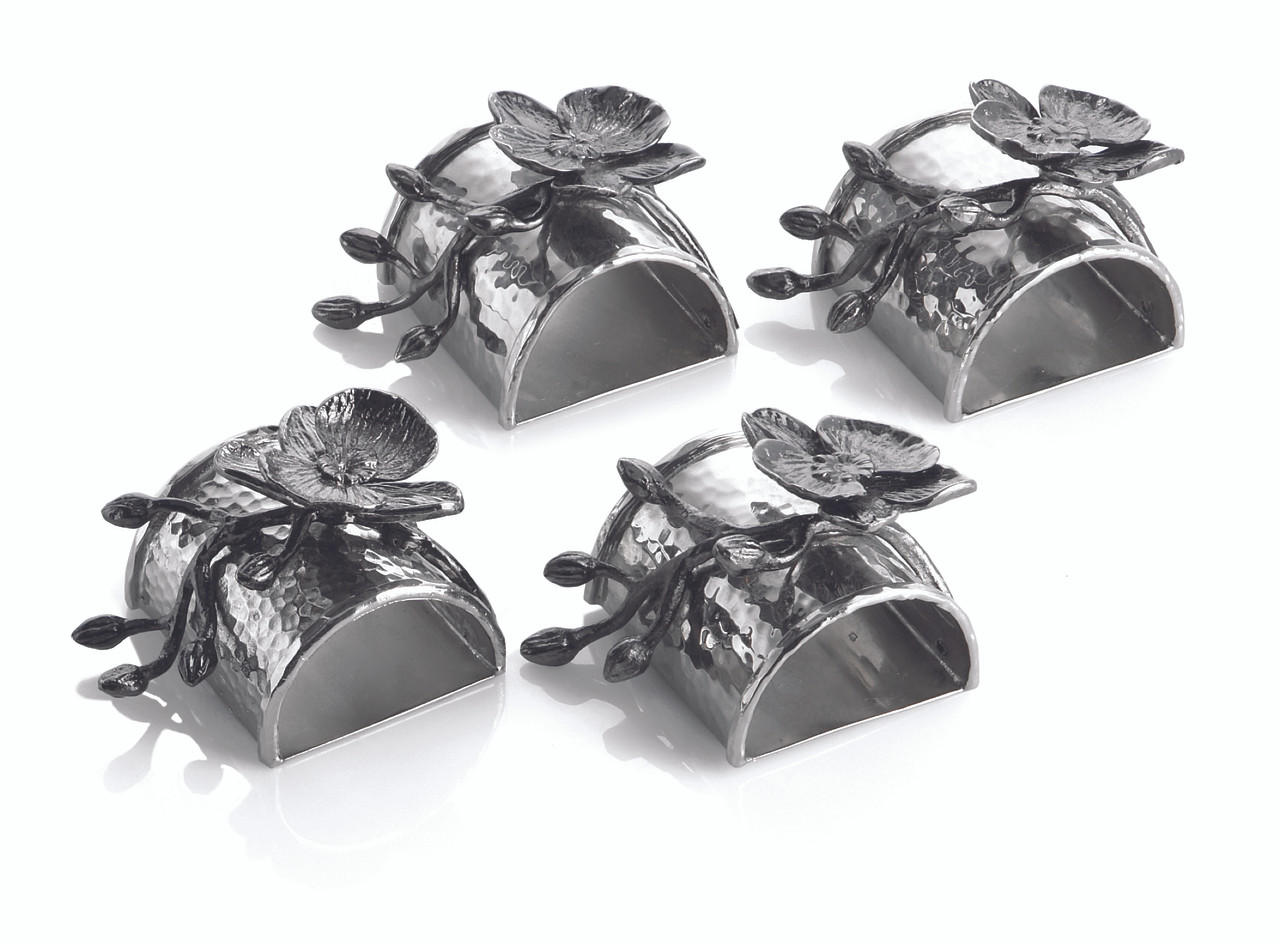 Michael Aram Black Orchid Napkin Ring Set | Venus Gifts