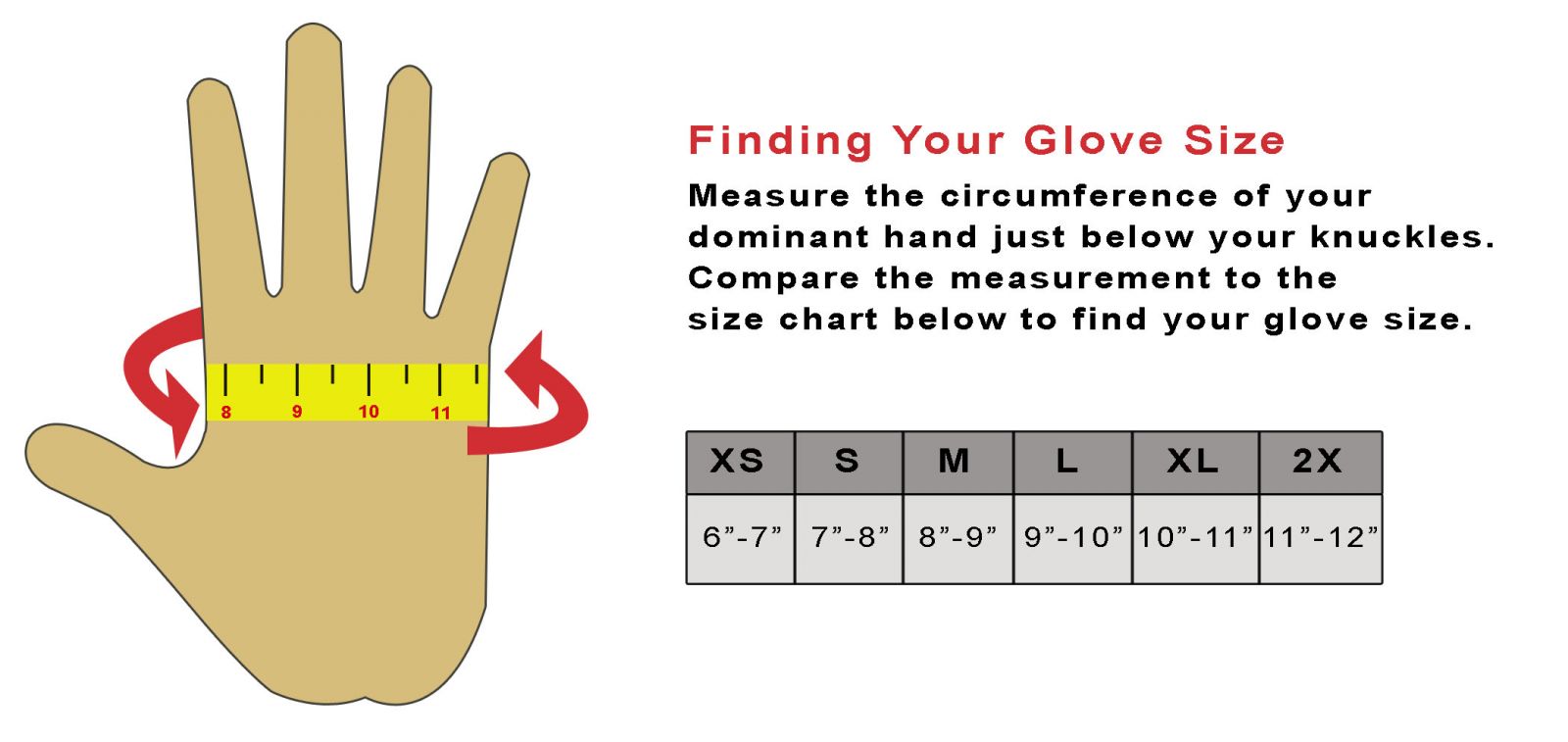 Heat Holders Gloves Size Chart