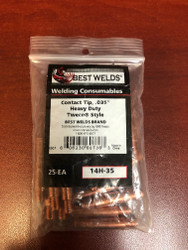 Tweco style contact tips 14H35 HEAVY DUTY .035 by Best Welds - QTY/25