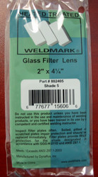 SHADE 5 -  2" x 4-1/4" Glass Welding Helmet Filter Lens