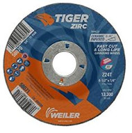Weiler Tiger Zirc Grinding Wheels 4-1/2" x 7/8" 10/pk 58071