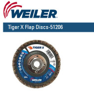 Weiler Tiger X Flap Discs 4-1/2" x 5/8"-11 Nut  Grit/60  10/pk 51206