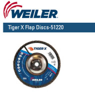 Weiler Tiger X Flap Discs 7" x 5/8"-11 nut  Grit/40  10/pk 51220