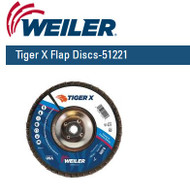 Weiler Tiger X Flap Discs 7" x 5/8"-11 nut  Grit/60  10/pk 51221