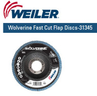 Weiler Wolverine Fast Cut Flap Discs-31345  4-1/2" x 7/8" 60/g 10/pk