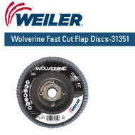 Weiler Wolverine Fast Cut Flap Discs-31351  4-1/2" x 5/8"-11 nut 60/g 10/pk