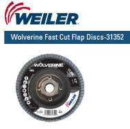 Weiler Wolverine Fast Cut Flap Discs-31352  4-1/2" x 5/8"-11 nut 80/g 10/pk