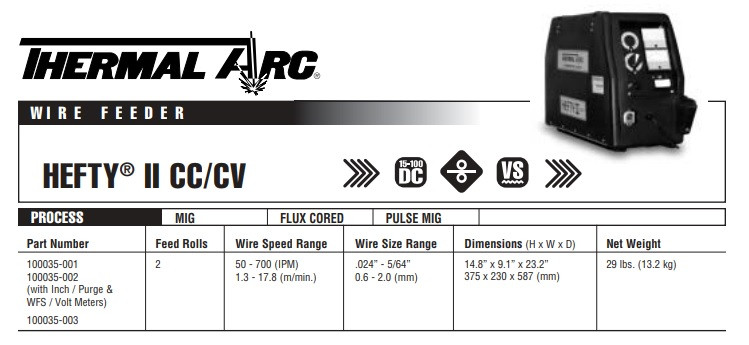 Thermal Arc Hefty Ii Cc Cv Wire Feeder