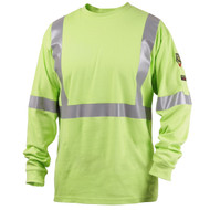 Black Stallion TF2511-LM NFPA 2112 FR Cotton Knit LS T-Shirt, Lime with Reflective Tape