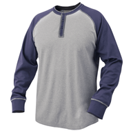 Black Stallion TF2520-NG 7 oz. Flame-Resistant Cotton Jersey Henley, Navy/Gray