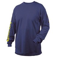 Black Stallion TF2510-NV MED NFPA 2112 & NFPA70E 7 oz. FR Cotton Knit Long-Sleeve T-Shirt, Navy