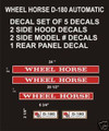 WHEEL HORSE D-180  AUTOMATIC 5 PC  REPRODUCTION DECALS