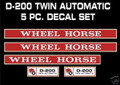 WHEEL HORSE D-200 TWIN AUTOMATIC   REPRODUCTION DECALS