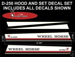 WHEEL HORSE D-250 DECAL REPRODUCTION SET HOOD AND SEAT - Redo Your Horse