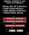 WHEEL HORSE D180  TWIN AUTOMATIC 5 PC  REPRODUCTION DECALS