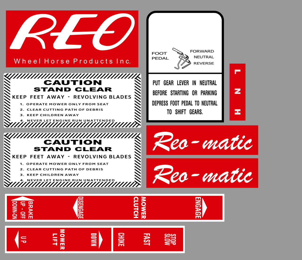 RR 66 REO MATIC WHEEL HORSE REAR ENGINE RIDER DECAL SET Redo Your Horse