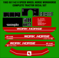 1983 GT1142 8 SPEED  WORKHORSE  BY WHEEL HORSE TRACTOR DECAL SET