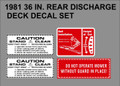 1981 36 INCH REAR DISCHARGE DECK DECALS 