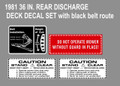  1981 36 INCH REAR DISCHARGE DECK DECALS black belt route 
