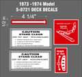 WHEEL HORSE  36 INCH SIDE DISCHARGE DECK DECALS FOR MODEL 5-0721  1973 and 1974 