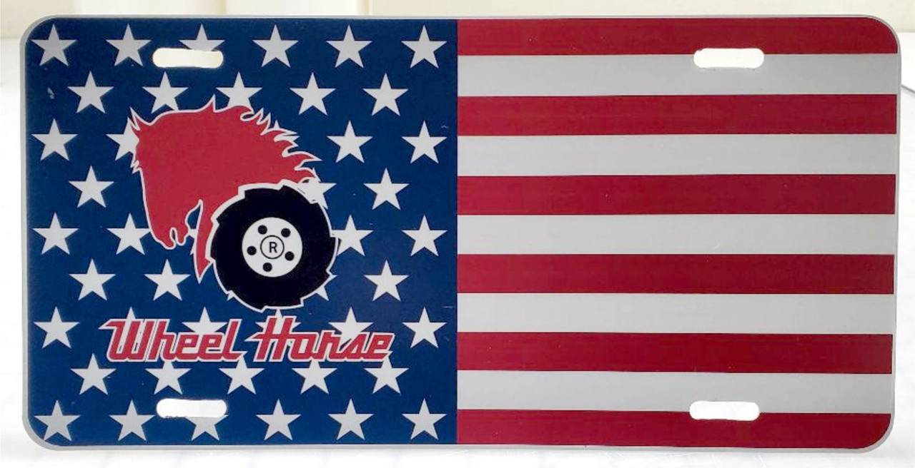 AMERICAN FLAG LICENSE PLATE WHEEL HORSE