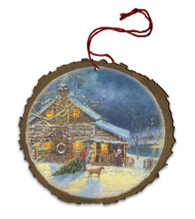 Country Cabin Wood Ornament
