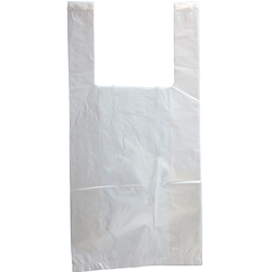 10" x 19" T-Shirt Bag, White w/Warning Print