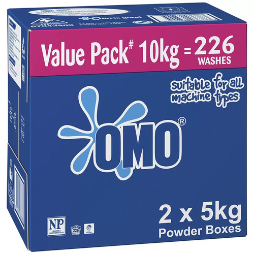 Omo Active Clean Powder Front & Top Load 2 x 5KG / 226 Washes | Fairdinks
