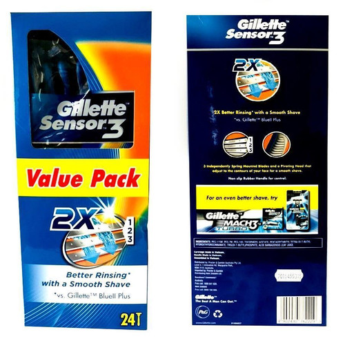 Gillette Sensor 3 Disposable Razor 24 Pack | Fairdinks