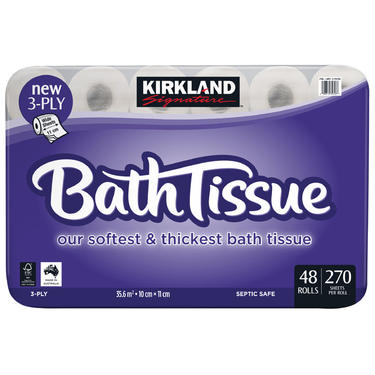 Kirkland Signature Bath Tissue 3 Ply 48 x 270 Sheets - Fairdinks