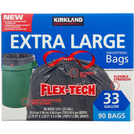 Kirkland Signature Flex-Tech Extra Large Trash Bags, Black, 33 Gallon, 90 ct | Fairdinks