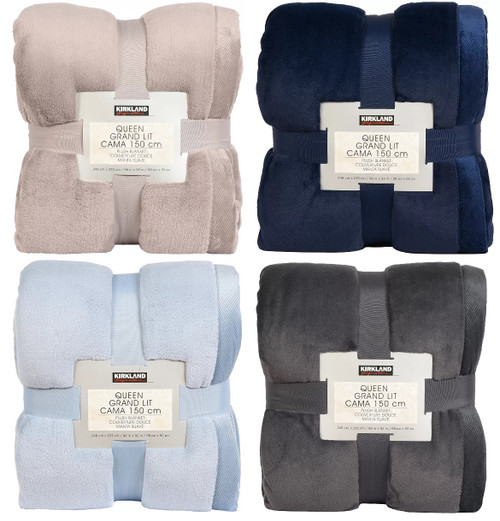 Kirkland Signature Plush Blanket Queen Size 248CM x 233CM BLUE ONLY