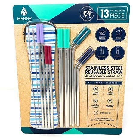 Manna Stainless Steel Straw Set 13 PCS | Fairdinks
