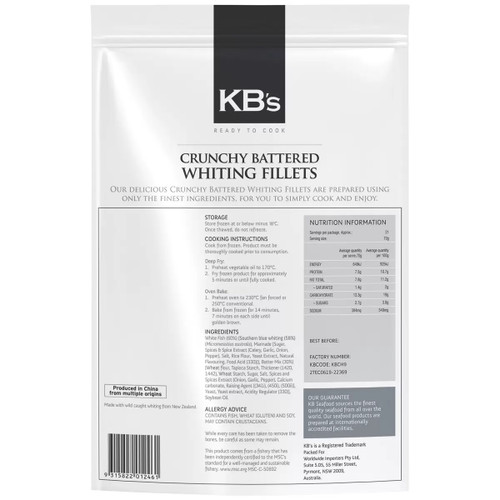 KB's Crunchy Battered Whiting 1.5KG | Fairdinks