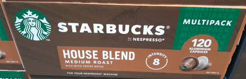 Starbucks By Nespresso House Blend Medium Roast Coffee Capsules 120 Pack, 684G | Fairdinks
