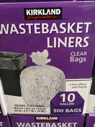Kirkland Signature Wastebasket Liner Bag 500 Count 37.8L (58cm x 63cm) | Fairdinks