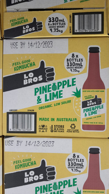 Lo Bros Organic Pineapple Lime Kombucha 8 x330ML | Fairdinks