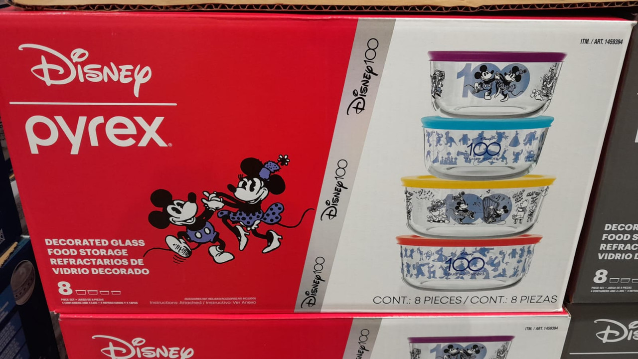 Pyrex Disney Black & Yellow Mickey Glass Storage Set 8 Piece