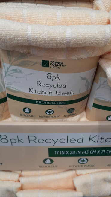 Town & Country Living Recycled Kitchen Towels 8 Pack - Yellow | Fairdinks