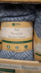 Town & Country Living Recycled Kitchen Towels 8 Pack - Blue | Fairdinks