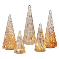 LED Glass Trees 5 Pack - Gold | Fairdinks