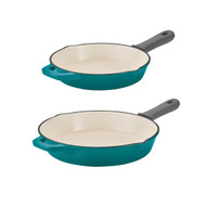 Tramontina Enamelled Skillets With Grip 2 Pack - Teal | Fairdinks