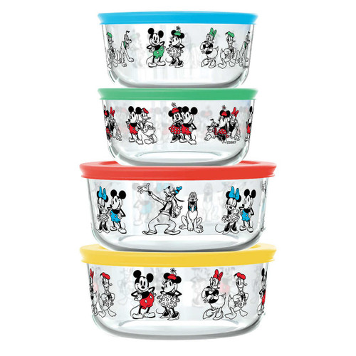 Pyrex Disney Mickey Mouse & Friends Glass Food Storage Set 8 Piece | Fairdinks